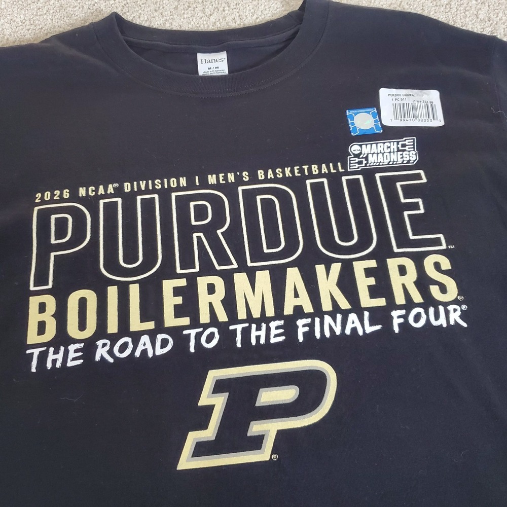 Hanes Purdue Boilermakers Men'sโ TShirt Size M Black Short Sleeve NWTG